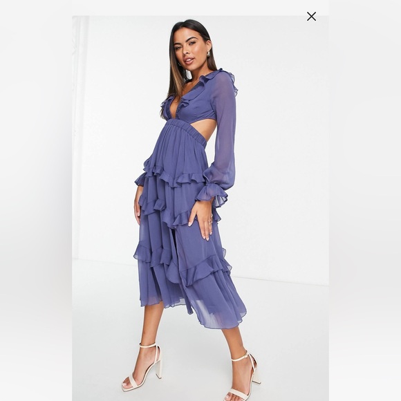 ASOS Design - Tiered Ruffle Midi Dress - Picture 2 of 7